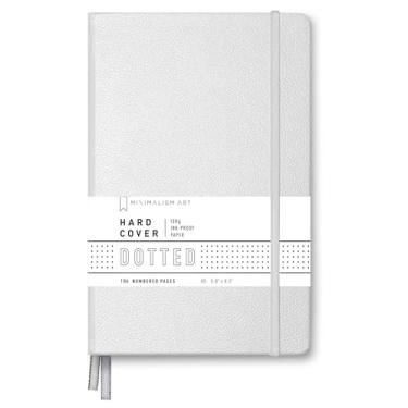 Imagem de Minimalism Art, Caderno de capa dura premium, tamanho médio, A5 14,7 cm x 21 cm, 186 páginas numeradas, bolso reforçado, marcador de página de fita, papel extra grosso à prova de tinta 120 gsm (pontilhado, branco)
