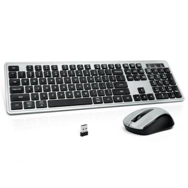 Imagem de Teclado e mouse sem fio, combo de teclado silencioso sem fio de 2,4 GHz, mouse óptico, receptor USB Plug and Play, compatível com Windows, Mac, laptop e PC – ideal para uso no escritório (preto e