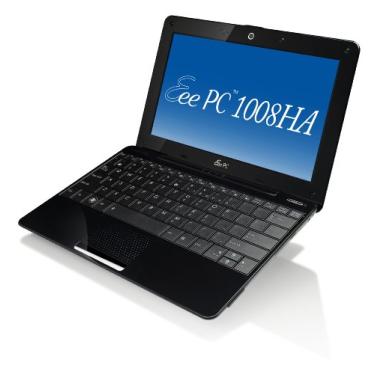 Imagem de Asus Eee PC Seashell 1008HA-PU17-BK Netbook preto de 10,1 polegadas - 6 horas de vida útil da bateria (Windows 7 Home Premium)