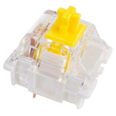 Imagem de Interruptores mecânicos amarelos Gateron G Pro 3.0, pacote com 32, interruptores lineares RGB pré-lubrificados de 3 pinos/5 pinos (50 g) - para jogos e digitação