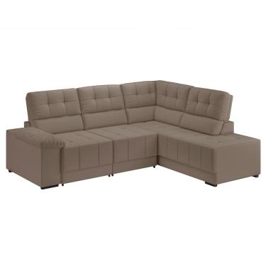 Imagem de Sofá de Canto Retrátil e Reclinável 5 lugares Veludo Firenze Besthouse Castor