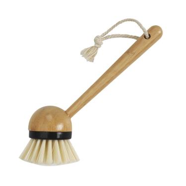 Imagem de Escova De Bambu Oikos Redonda Com Cabo Para Limpeza Preta