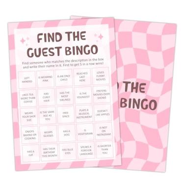 Imagem de HUQIL Jogos de festa de aniversário - Jogo de bingo Find The Guest, jogos de festa de aniversário para adolescentes e adultos, conjunto de 20 cartas de jogo, lembrancinhas de festa de aniversário,