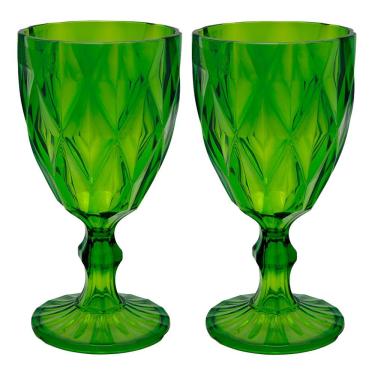 Imagem de Jogo 2 Taças De Acrílico Verde Diamond Diamante Festa Piscina Plástico 330ml Lyor