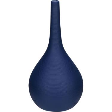Imagem de Vaso Decorativo Enfiete Casa Aparador Garrafa Home&co Cerâmica 29x15x15cm Azul Navy