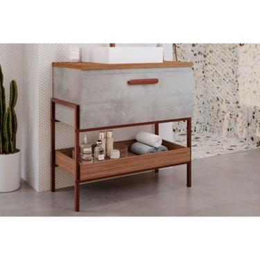 Imagem de Bancada De Banheiro Balcão Portinari 1 Porta C- Cuba 80cm Cimento-freijo - Mgm