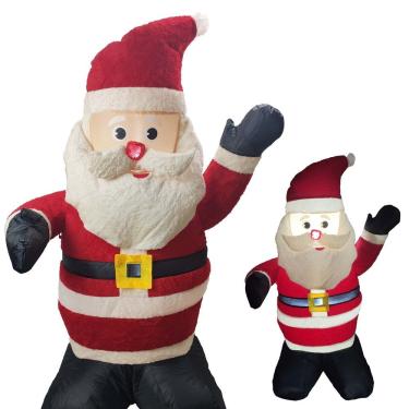 Imagem de Papai Noel Inflável Veludo Iluminado Enfeite Natal Natalino Grande Inflador Embutido Decoração Loja