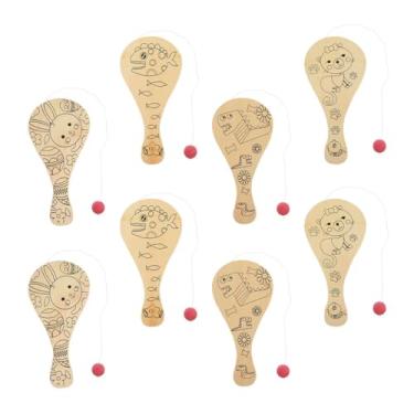 Imagem de SAFIGLE 8 Peças De Bola Madeira Com Corda: Raquetes Grafite Para Pintura Faça Você Mesmo Crianças, Formatos Animais Variados - Lembrancinha Festa Retrô Divertida Ambientes Internos E Externos