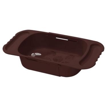 Imagem de 2 peças - Cesta de drenagem simples extraível doméstica, pia para lavar louça, filtro de água, utensílios de mesa - Cesta de drenagem [vermelho feijão profundo]