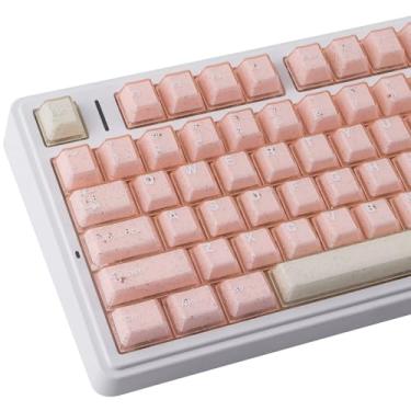 Imagem de Sunzit Teclas rosa, 166 teclas PBT personalizadas translúcidas, conjunto de teclas de geleia de cristal de perfil cereja, lindas teclas de teclado brilhantes para teclados mecânicos