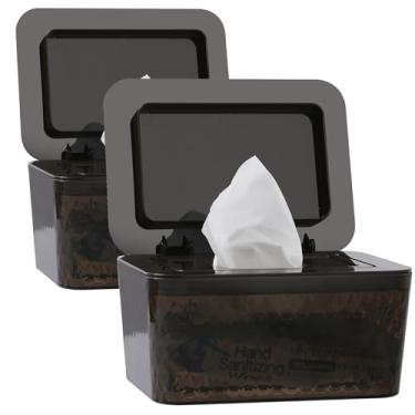 Imagem de Pacote com 2 porta-lenços umedecidos – Caixa dispensadora de lenços umedecidos de maior capacidade para banheiro, mantém os lenços úmidos e frescos