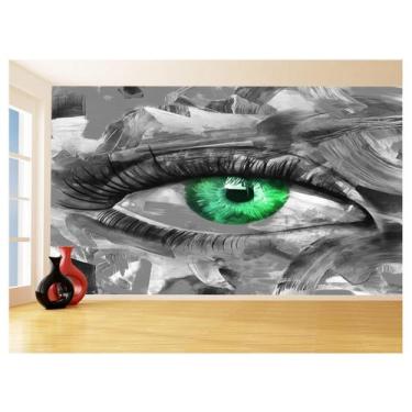 Imagem de Papel De Parede 3D Arte Olho Preto Branco Rosto 3,5M Tra69 - Você Deco
