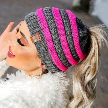 Imagem de Touca Inverno Gorro de Lã Feminina Com Furo Para Rabo De Cavalo - Supr