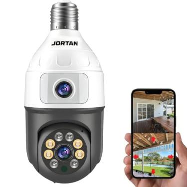 Imagem de Câmera de Segurança Lâmpada Wi-Fi, Detector de Movimento e Rotação de 360°, Lente Dupla 1080P FHD Colorida e Visão Noturna 128G, Audio Bidirecional, Prova D'água IP44, iOS/Android, PTZ 355°, Espiã,ATM