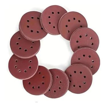 Imagem de Kit 10 Lixa Disco 125mm 5 Pol 120 Grãos Madeira Metal tiras autocolant