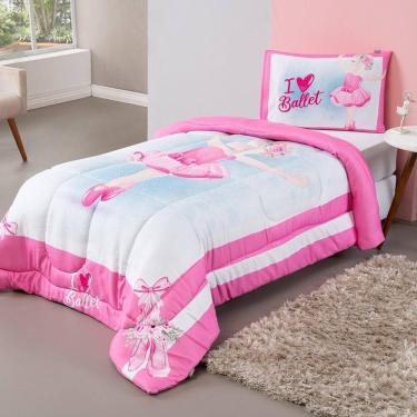 Imagem de Kit Edredom Plush Fofinho Infantil Dupla Face Dream 2 Peças Solteiro - Bailarina