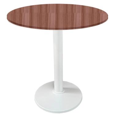 Imagem de Mesa Zeta Ferro Branco 75 Cm (alt) Disco Redondo Tampo Mdp Redondo 80 Cm (larg) X 2,5 Cm (alt) Walnut