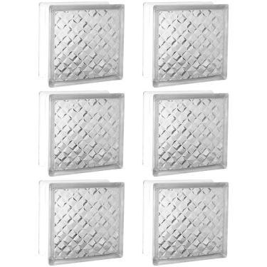 Imagem de Kit 6 Tijolos Bloco De Vidro Esferas 19x19x8 Tradestar