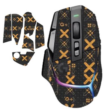 Imagem de Fita adesiva para mouse Logitech G502 X/G502 X Plus Gaming Mouse, fita antiderrapante para mouse, kit de atualização de mouse profissional pré-cortado e resistente ao suor (preto e dourado)