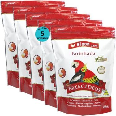 Imagem de Alcon club farinhada psitacídeos 250g super premium kit com 5