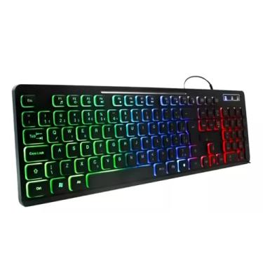 Imagem de Teclado Gamer Multimídia LED RGB Semi Mecânico Plug & Play Computador Notebook
