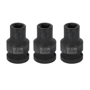Imagem de HARFINGTON 3 peças soquete quadrado de 4 pontos 1/5.1 cm Drive 8 mm soquete de impacto quadrado métrico CR-V Blackening luva de roda padrão ferramenta de manga pneumática para reparo de automóveis