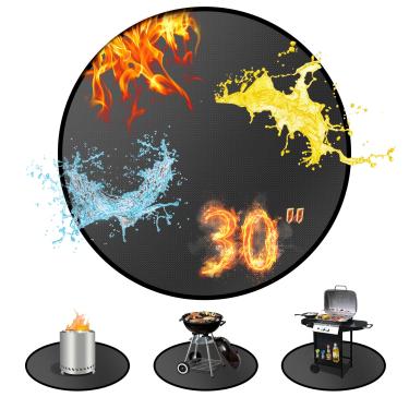 Imagem de Tapete redondo para fogueira de 76,2 cm para fogão solo fogueira/sob a grelha para churrasqueira externa à prova de fogo, à prova d'água, à prova de óleo, tapete de lareira de 4 camadas, tapete de
