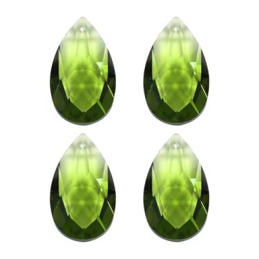 Imagem de PATIKIL Pingentes de cristal K9, contas de gota, pacote com 4 peças de prismas de lustre de 38 mm, contas penduradas, lâmpada DIY para decoração de artesanato, verde