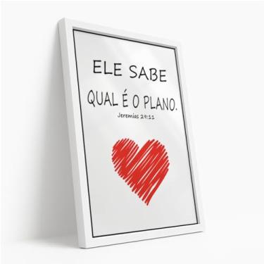 Imagem de Quadro Decorativo Jeremias 29:11 Com Moldura Versículo Bíblia Fé Cristão Esperança Frase Amor Coração Religião Espiritual Deus Promessa Luz
