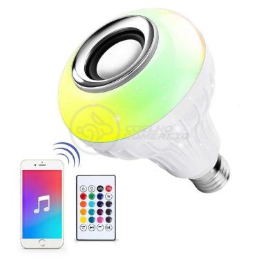 Imagem de Lâmpada Led 12w E27 Rgb Colorida Com Caixa De Som Bluetooth E Controle Remoto