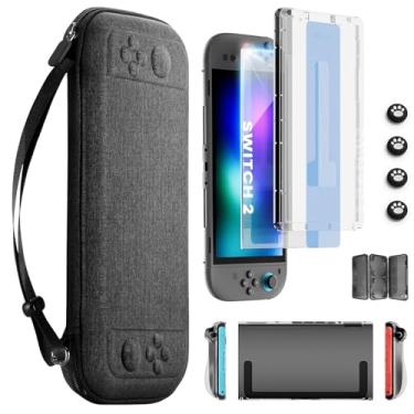 Imagem de Switch 2 Slim Carrying Case Accessories for Nintendo, 11-in-1 Travel Bundle: Glass Screen Protector, Dockable Protective Cover Hard Shell Thumb Grip for Joycon Controller 2025 Switch2 Console Game Kit