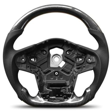 Imagem de POFENZE Volante De Fibra Carbono Para Toyota Gr Supra 2019-2022, Em Formato D, Couro Nappa Perfurado, Com Base Plana E Personalizado
