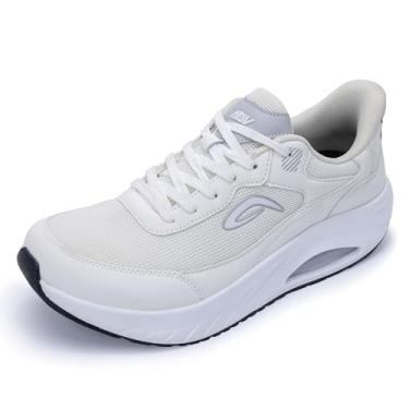 Imagem de IIV Sapatos masculinos com bico largo | Tênis de caminhada com suporte de arco | Sapatos ortopédicos para joanetes, fascite plantar, ficar em pé o dia todo, Cinza branco - B, 10.5 Wide
