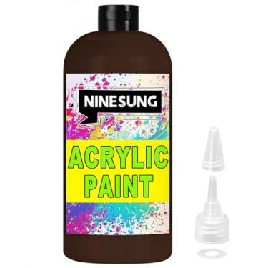 Imagem de ninesung Tinta acrílica marrom - Tamanho volumoso - 481.9 g/500 ml Tintas acrílicas Pintura profissional para tela Tecido Rock Easter Egg Wood Ceramic Glass Art Craft Painting (marrom, 17 Fl Oz)