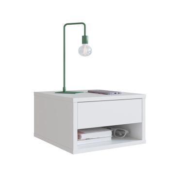 Imagem de Mesa de Cabeceira Suspensa Slim 1 Gaveta Branca