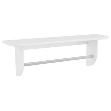 Imagem de Prateleira Branco Brilho Com Cabideiro Metálico - Móveis Peroba