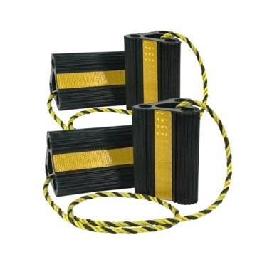 Imagem de Vacallity Calços de roda para trailer trailer carro, caminhão, calços de roda de borracha atualizados com corda fácil de usar, blocos de calço de viagem de acampamento imobilizadores de roda e calços