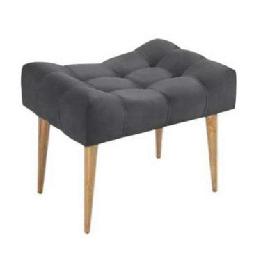 Imagem de Puff banqueta retangular cinza chumbo pé palito com detalhe em costura