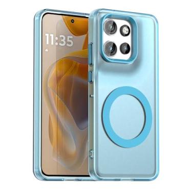 Imagem de Capa compatível com Motorola Edge 50 Neo 5G, suporta carregamento sem fio, capa magnética à prova de choque, compatível com Motorola Edge 50 Neo 5G capa azul