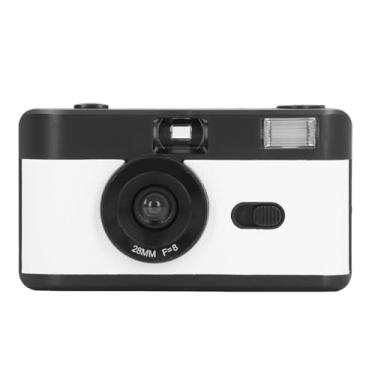 Imagem de Diydeg Câmera de Filme de 35 Mm, 28 Mm F/8 Lente 1/120s Velocidade do Obturador Câmera Vintage Reutilizável Com Flash, Pulseira de Pulso, Leve de Meia Estrutura retrô para (Branco preto)