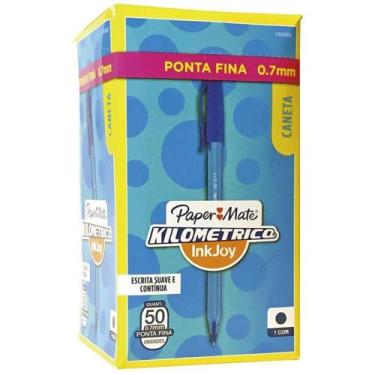 Imagem de Caneta Esferográfica Kilométrica 100 Fina Azul CX com 50 - Paper Mate