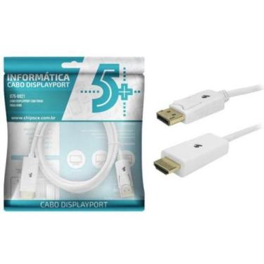 Imagem de Cabo Displayport 1.2 Displayport + Hdmi Branco 2M Com Trava - 5+