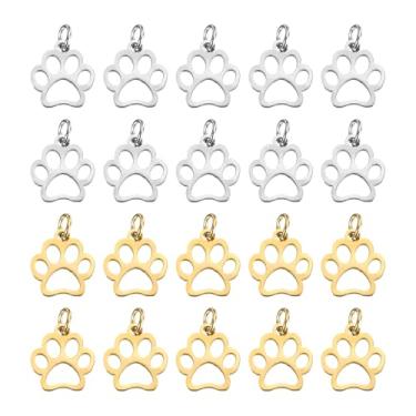 Imagem de PATIKIL Pingentes com estampa de pata de cachorro 3 mm, 20 peças, pingente de pata de cachorro, fofo, vazado, animal de estimação, pingente de pegada de animal de estimação, pingente de chaveiro para