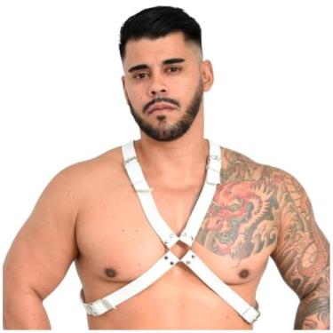 Imagem de Arreios Harness Masculino Malik Linha Sado Êxtase Produtos Eróticos Arreio Erótico Masculino EX213 (BRANCO)