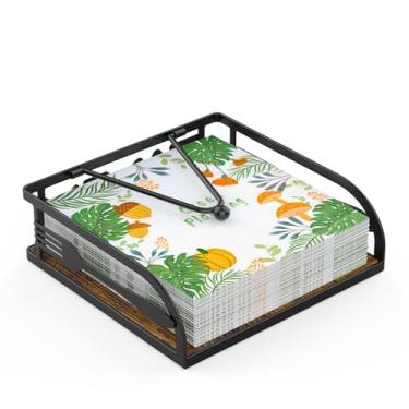 Imagem de Porta-guardanapos para mesa, porta-guardanapos planos com braço pesado, dispensador de guardanapos de cozinha de madeira para cozinha e jantar ao ar livre coquetel piquenique bar quarto decoração de