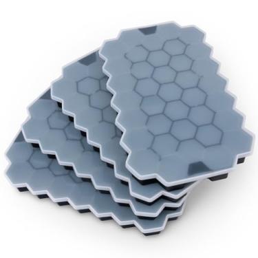 Imagem de Bandejas de gelo para freezer com tampa - bandeja de gelo de silicone com tampa para máquina de gelo, pacote com 4, preto, cubo de gelo reutilizável de fácil liberação para acessórios de cafeteria