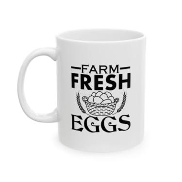 Imagem de SpreadPassion Caneca de café de cerâmica Farm Fresh Eggs, utensílios de cozinha rústica, presente estilo country (325 ml)