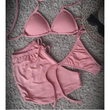 Imagem de Biquini e Shortinho malha canelada - NAGAB, Rose