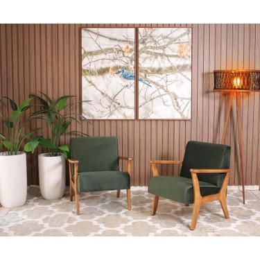Imagem de Conjunto 2 Poltronas Estofadas em Madeira Maciça Cléo Verde  Straub We