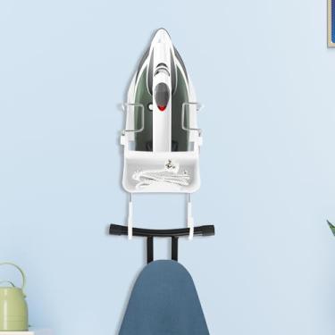 Imagem de Gancho de tábua de ferro, organizador de tábua de passar de parede, suporte de tábua de ferro para economia de espaço, suporte de tábua de ferro fácil de instalar, suporte de ferro elétrico resistente